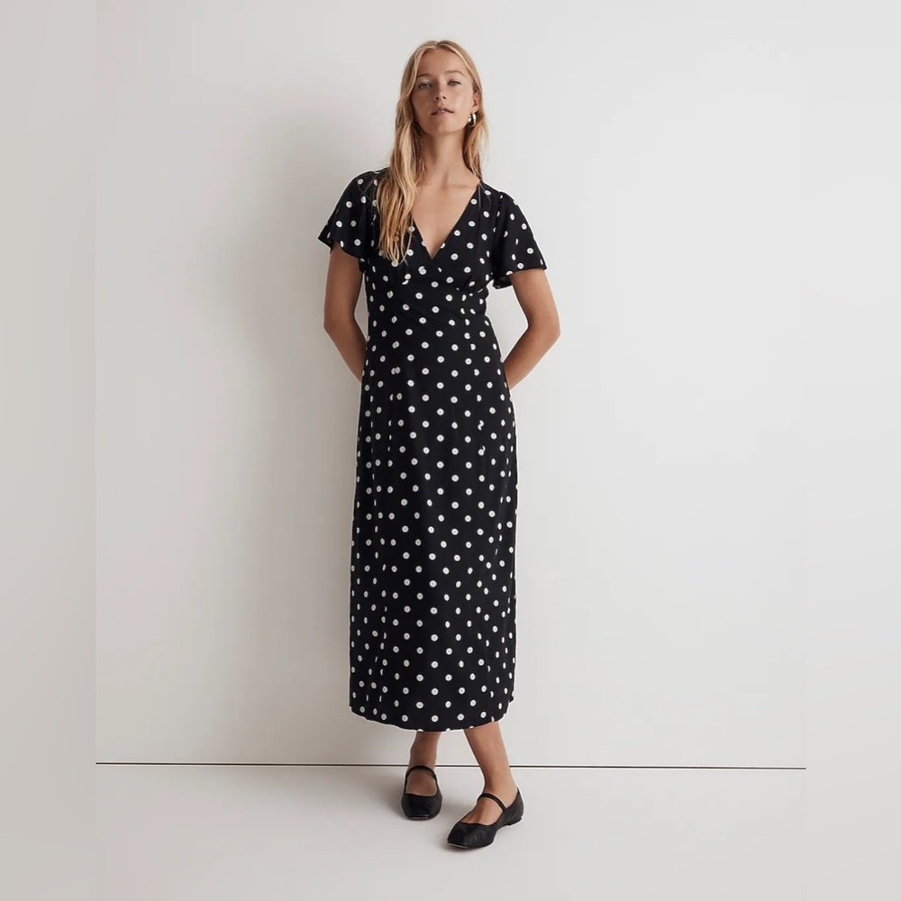 Madewell Black and White Polka Dot Midi Dress